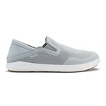 Grey mesh slip-on shoe with white sole and elastic side panels.