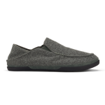 Dark gray textile slip-on loafer with black sole, shown in side profile view.
